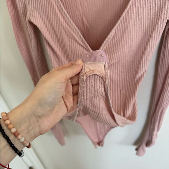 Free People Cozy Up With Me Bodysuit Rose Small - Picture 6 of 8